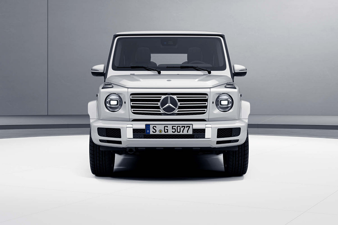Die neu gestaltete Front der Mercedes-Benz G-Klasse mit gewohnten Proportionen in modernem Design - jetzt selbst anschauen im Autohaus RKG Bonn und Umgebung